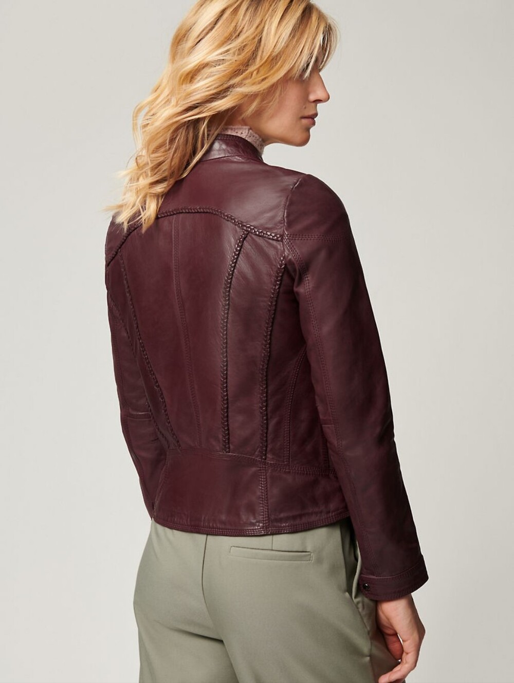 Overland SUE LEATHER JACKET, Size L, Bordeaux - Picture 5 of 10